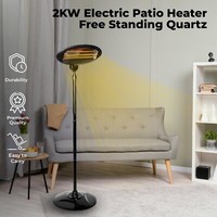 2KW Electric Patio Heater Free Standing Quartz Warmer Garden Outdoor Waterproof