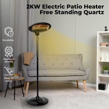 2KW Electric Patio Heater Free Standing Quartz Warmer Garden Outdoor Waterproof