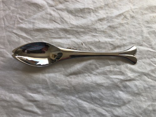 Yamazaki Gone Fishing Pattern Stainless 7 1/2" Oval Soup Spoon - Free Shipping!