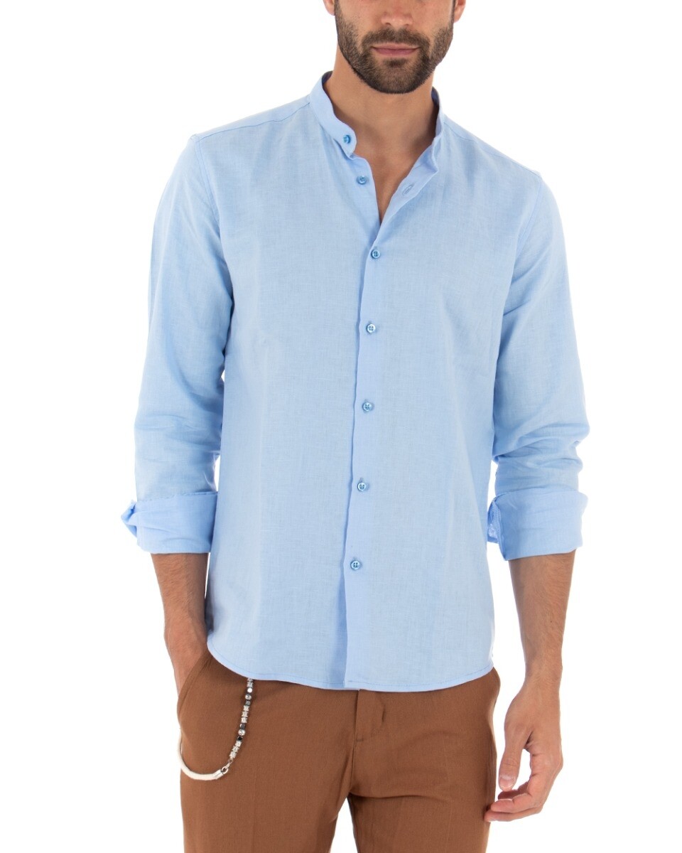 ToySdeal Camicia Hawaiana Uomo Cotone| Camicia Uomo Colletto Tinta Unita Lino Manica Lunga Casual Elegante Sartoriale 121198028