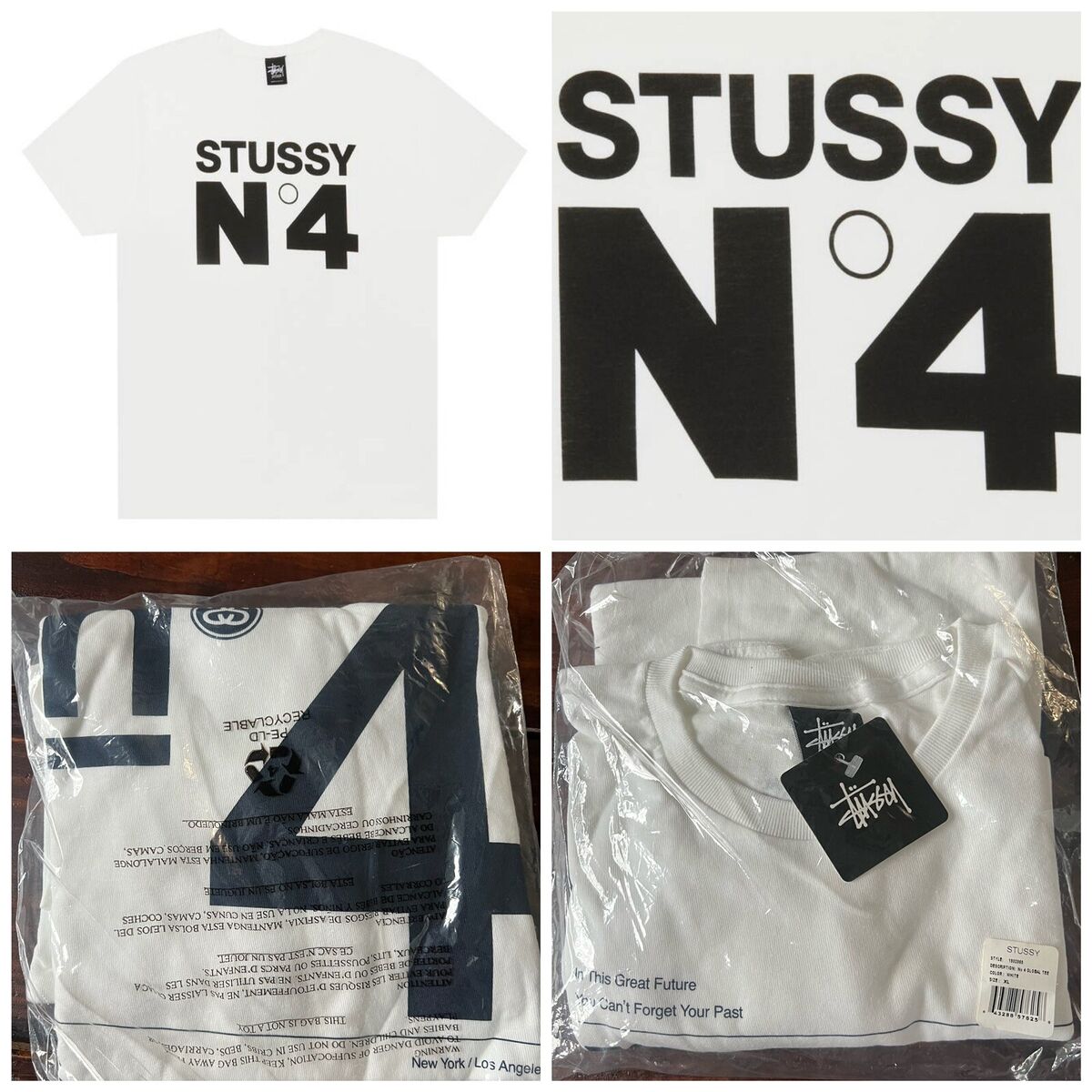 Vintage Stussy No.4 Global Tee Shirt Size XL White NEW in Vintage Stussy No.4 Global Tee Shirt Size XL White NEW in