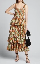 RHODE NALA FLORAL TIERD MAXI DRESS SIZE M COTTON MULTICOLOR$465