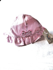 Baby Summer Sun Hat Pink Bonnet With Strap  Bow Girls 3-6 m