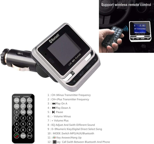 Bluetooth FM Transmitter für Auto, Wireless Autoradio Adapter, Freisprecheinrichtung Auto Kit - Bild 8 von 12