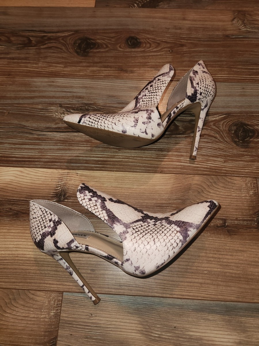 STEVE MADDEN DOLLY D'Orsay Faux Snakeskin Heels siz UK