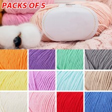 5 x 50g Ball 100% Cotton Yarn  DK Double Knitting Baby Washabled Wool Crochet