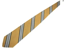 Cintas Mens Necktie Tie Yellow Grey Chevron Striped 60" Career