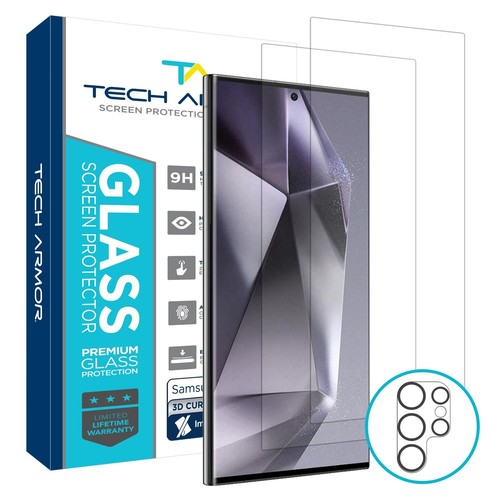 Protection d'écran en verre ultra balistique Tech Armor Samsung Galaxy S24 - Pack de 2 - Photo 1/8