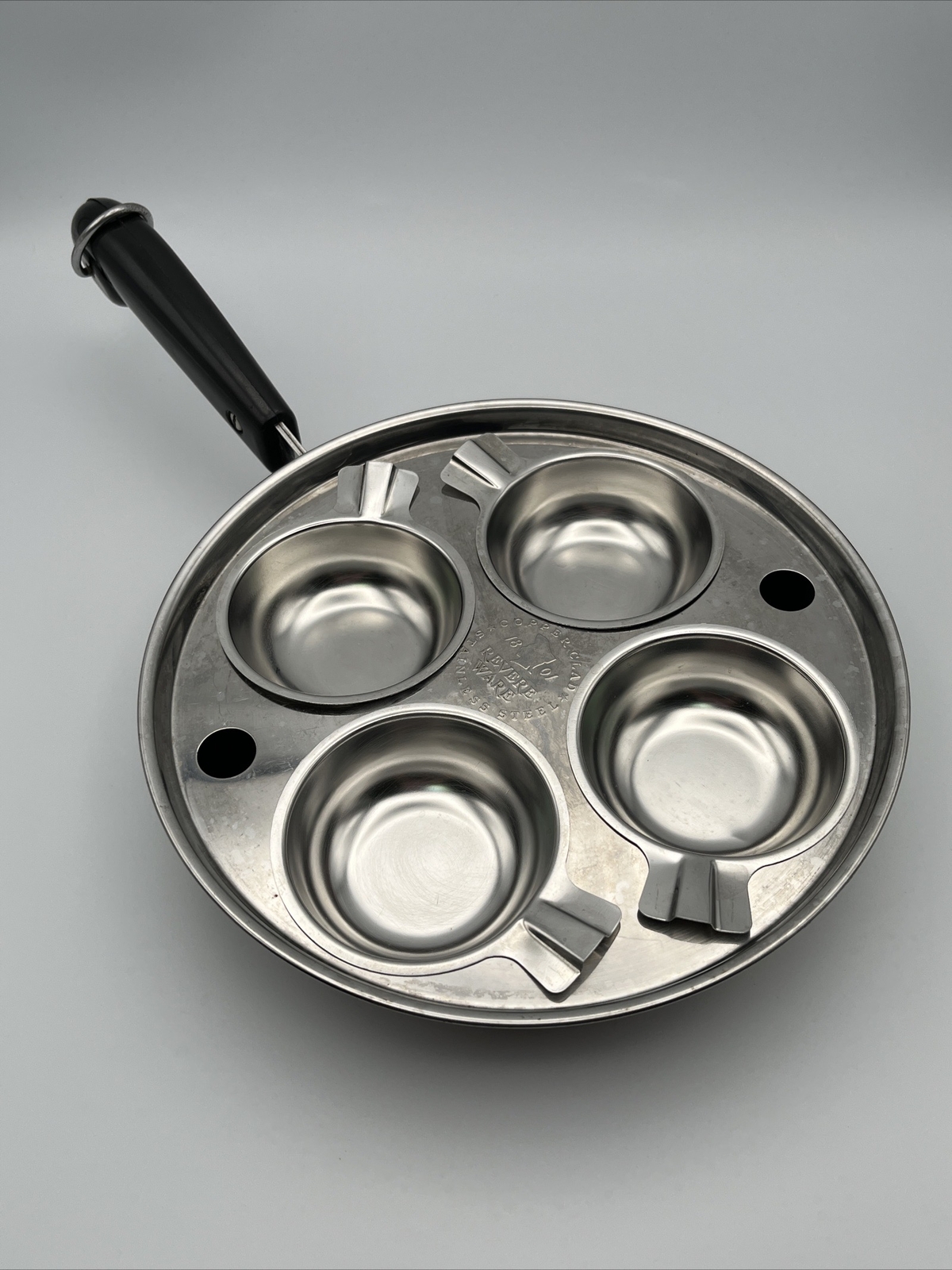 Revere Ware Vintage 1801 Copper Clad Stainless Steel 4 Cup Egg Poacher