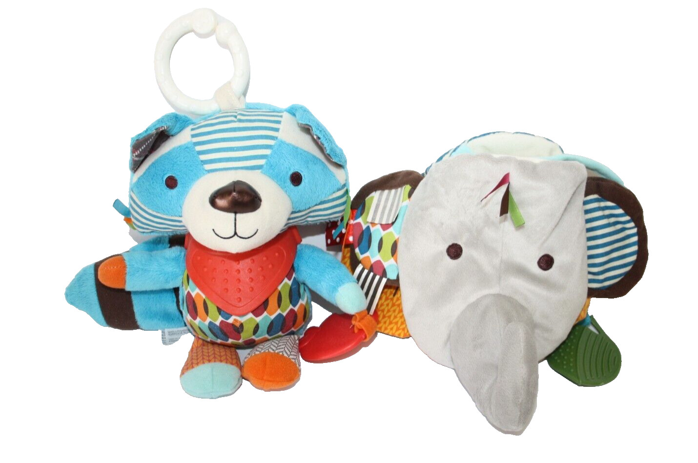 Skip Hop Plush Infant Baby Toys Lot Of 2 Raccoon Elephant Bo