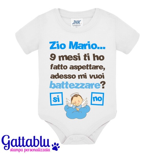 Body neonato bimbo Mi vuoi battezzare. Padrino di battesimo! | eBay