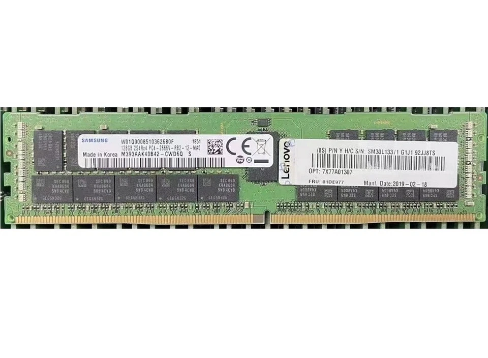 NEW Lenovo/IBM 01DE977 7X77A01307 128GB DDR4 PC4-2666V RDIMM Server RAM Memory - Image 2 of 4