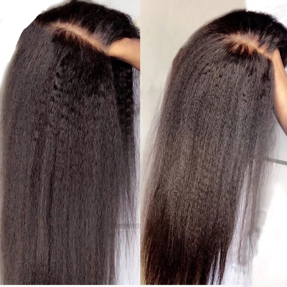 Kinky прямой 360 кружева фронтальный парик предварительно выщипанный высокий хвост Remy бразильский - Изображение 3 из 4