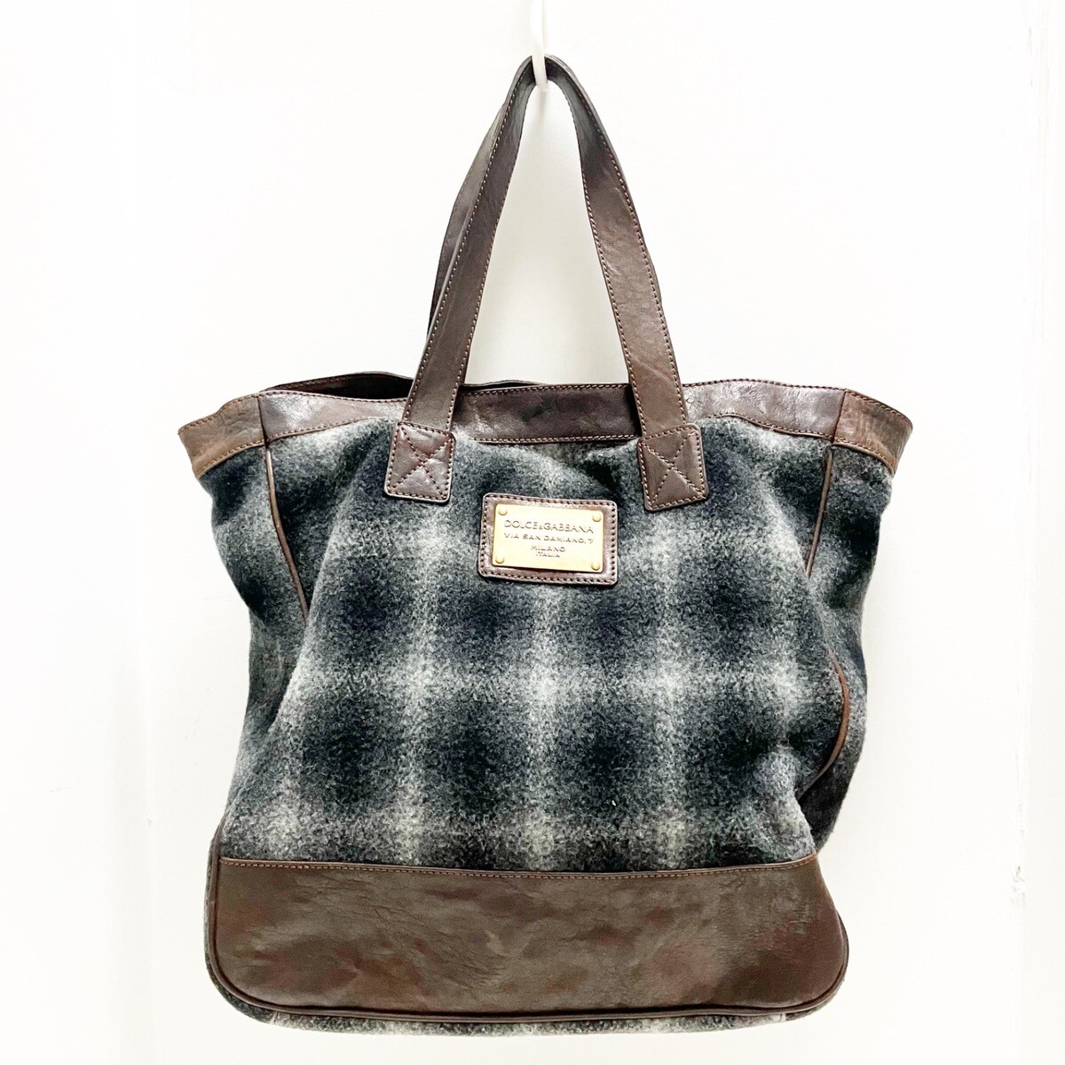 Dolce & Gabbana And Tote Bag Check Pattern/Via San Damiano 7 Gray  