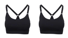 All in Motion Women's Seamless Cami Midline Sports Bra TWO PAIRS Black