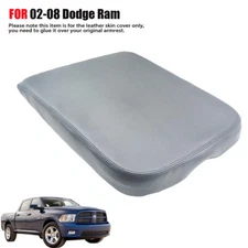 Fits for 2002-2008 Dodge Ram 1500 2500 Console Lid Armrest Cover Leather Gray J5