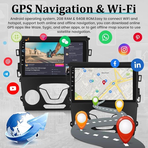 Android 13 Car Stereo Radio GPS WIFI BT Carplay For Ford Fusion Mondeo 2013-2016 - Foto 5 di 6