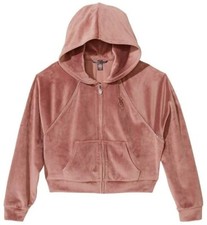  50 VICTORIA'S SECRET VELOUR FULL ZIP RHINESTONE TRACK JACKET VINTAGE ROSE XXL