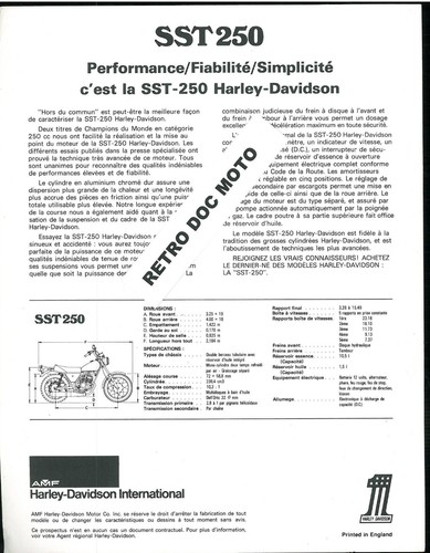 Prospectus 250 1000 1200 1340 HARLEY DAVIDSON Français Anglais Brochure au choix - Picture 11 of 13
