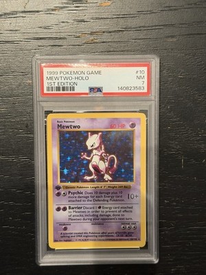 1999 Pokemon Base Set 1st Edition Shadowless MEWTWO Holofoil 10/102 PSA 7