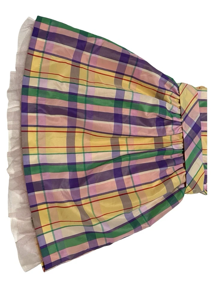 Vestido Chaps Niñas Talla 6 Cuadros Rosa Amarillo Púrpura Verde Sin Mangas Niño Forrado Foto 2 de 4