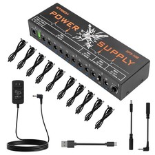 Guitar Pedal Power Supply, 10 Independent DC Outputs for 9V 100mA, 500mA , 12...