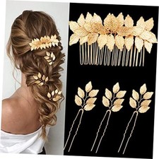 4 Pieces Gold Leaf Hair Pins Bridal Wedding Hair Pins Clips Headpiece Vintage