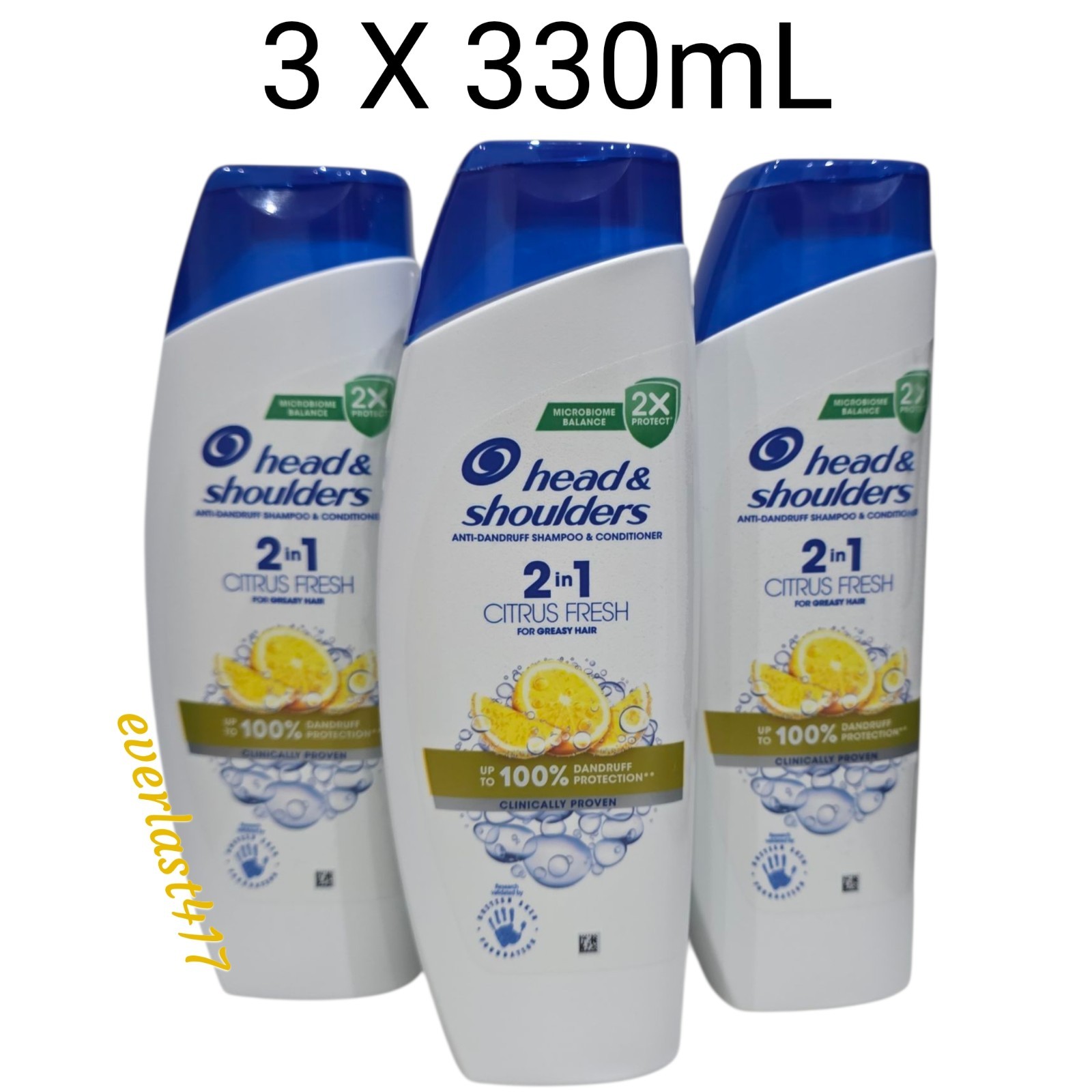Head and Shoulders Citrus Fresh 2in1 Shampoo Conditioner Anti Dandruff 3x 330ml