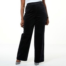 DG2 by Diane Gilman Tall Stretch Velvet Pull-On Trouser Pants Black 8 New