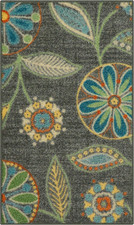 Reggie Floral Kitchen Rug - Made in USA - Washable, Non Slip Indoor Carpet for E