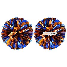 2pcs, Metallic Cheerleading Pom Poms Cheer Pompoms 12 Inch Blue Orange
