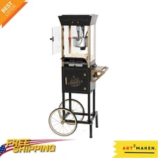 Nostalgic Popcorn Cart with Easy Mobility - 8 oz Kettle for Home Entertainment