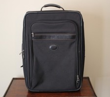 Longchamp Black Canvas Leather Trim Travel Lu...
