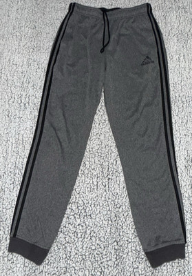 Adidas Jogger Pants Mens Medium Gray Polyester Fit Three Stripes