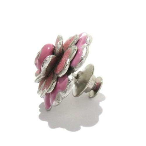 Chanel Brooch Metal Material Pink Silver Flower/Coco Mark - Picture 6 of 6