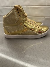 Pastry, Gold, Glitter, High Top Sneakers Women s Size 6 1/2 Metallic Mirror