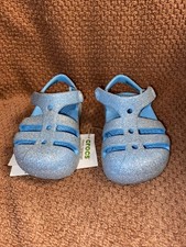 Classic Fisherman Blue Glittermist Crocs Sandles, Kids C4 NWT no Box