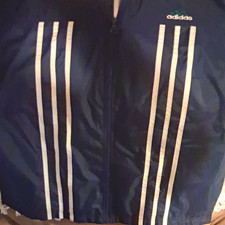 adidas Men's Black/White 3-Stripes Full-Zip Track Jacket Size L