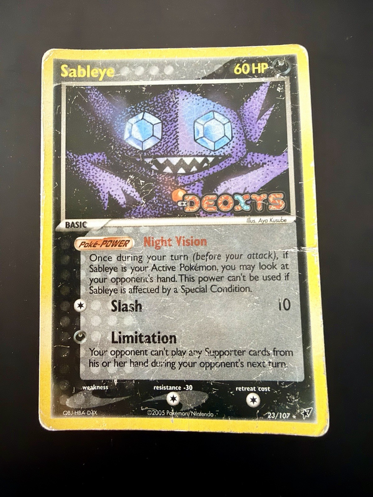 Sableye EX Deoxys 23/107 Reverse Holo Rare 2005 60 Pokémon Card - HP -Free Ship!