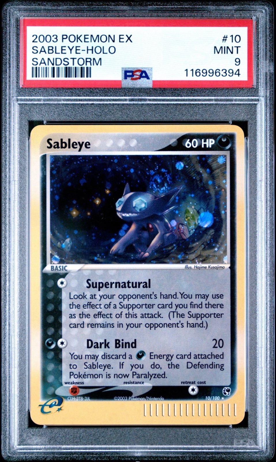 2003 Pokemon EX Sandstorm Sableye Holo PSA Mint 9 Swirl & Orb #10