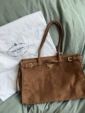 PRADA Brown Bonnie Large Suede Handbag