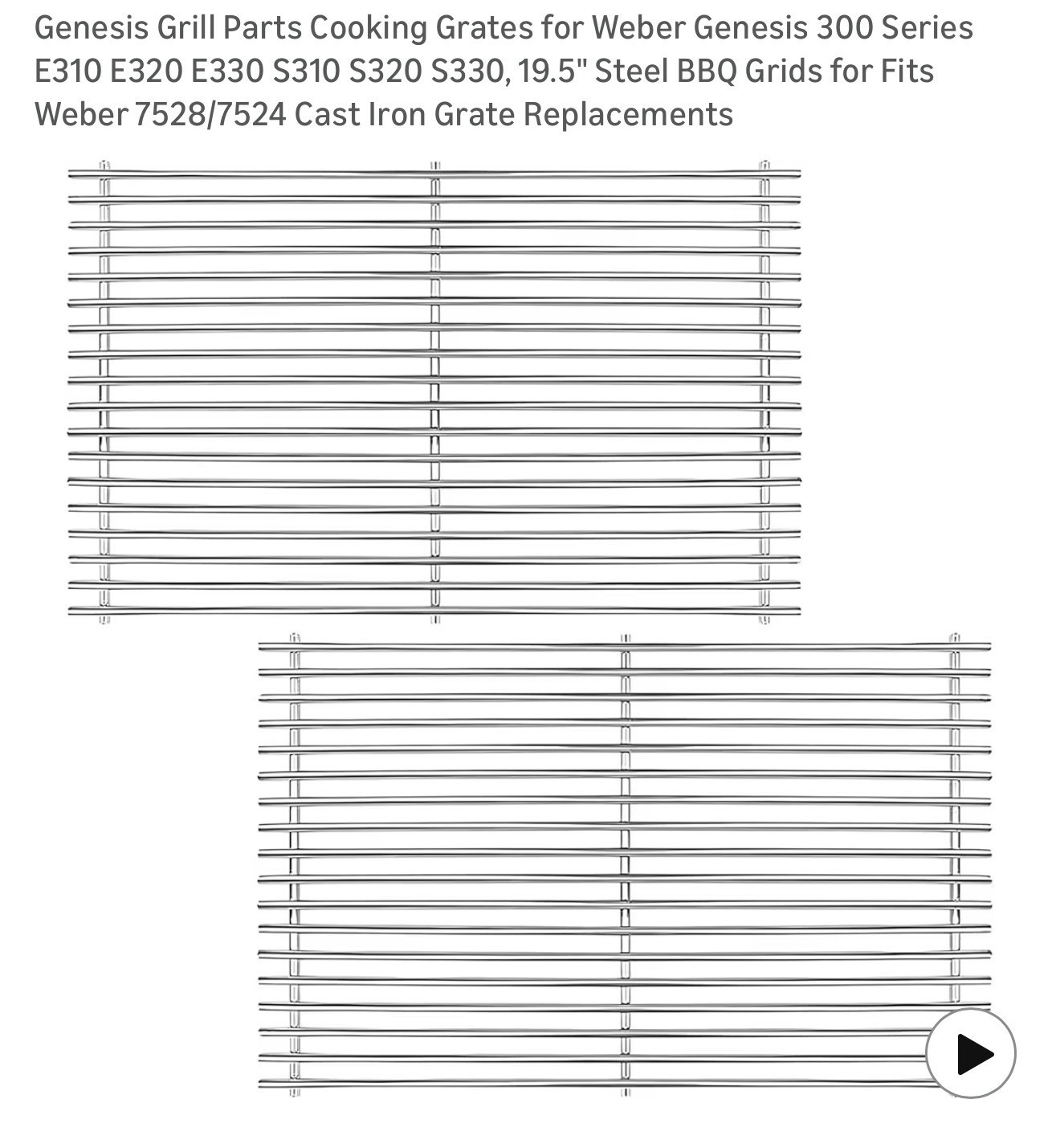 Genesis 300 Grill Grates, 19.5&rdquo; Steel, Fits Weber E310&ndash;E