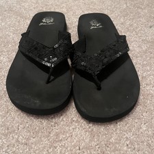 Yellow Box Sequin Black Flip Flops