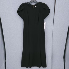 Calvin Klein Tulip Sleeve Crepe A Line Black Midi Dress Womens Size 6 NWT