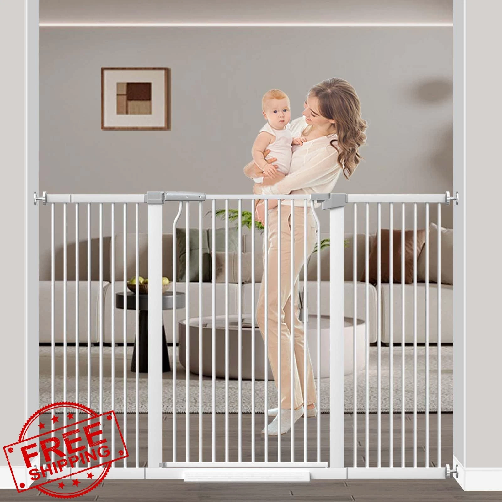 flower frail White 54.7"-60.2" Extra Wide Baby Gate