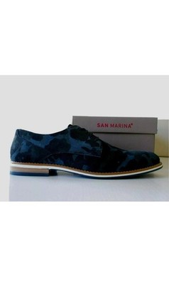 San Marino Herren Schuhe Wildleder gemustert Farbe blau Gr. 44 99 