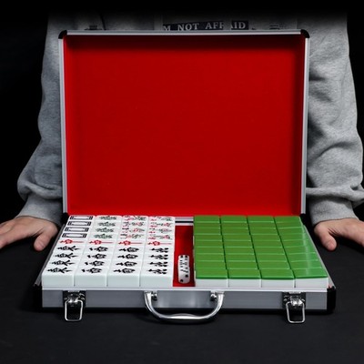 Mahjong Tiles Set 144 Pieces 1.5 Inch Large Green with Case and