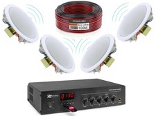 IMPIANTO AUDIO FILODIFFUSIONE DA INCASSO 100V  amplificatore + 4 casse + 100 mt