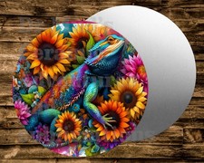 COLORFUL BEARDED DRAGON Round Metal Sign for Wreaths Crafts  minis projects