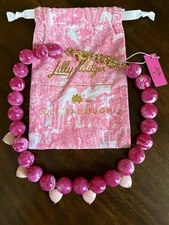 Lele Sadoughi Lilly Pulitzer Pink Country Club Necklace Passion Fruit Pink